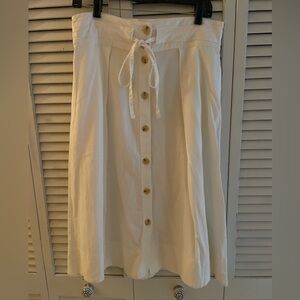 A New Day Cream Button-Down A-Line Skirt